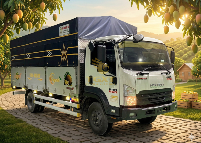 ISUZU FRR650 THÙNG MUI BẠT 6m7